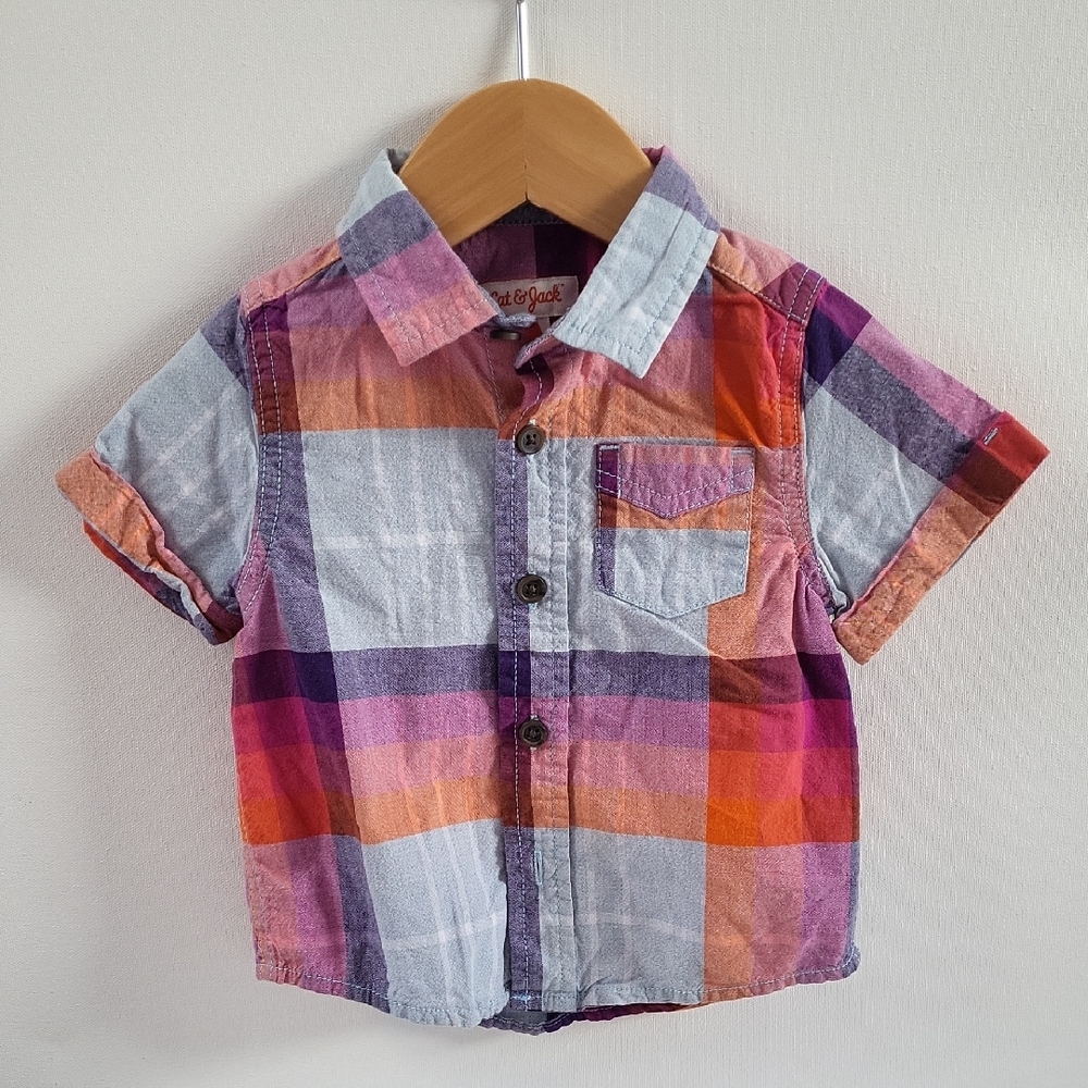 Cat & Jack Multicolor Plaid Button Down Shirt For Baby Boy